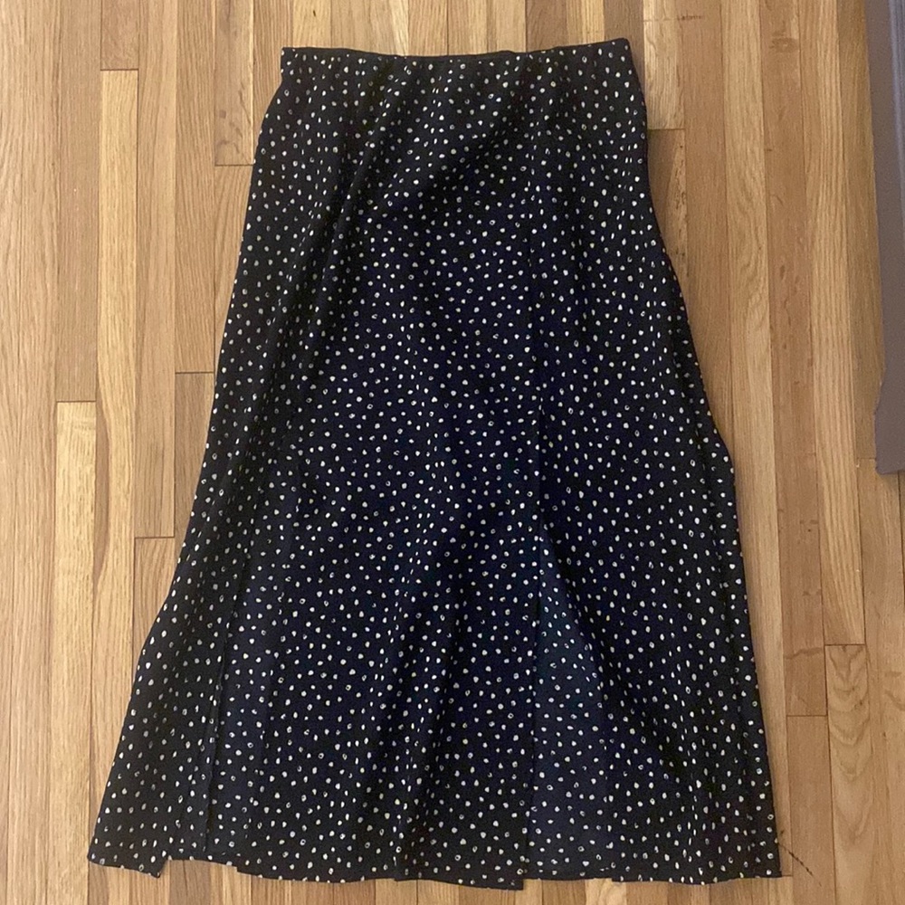 Nasty Gal Midi Black Polka Dot Skirt